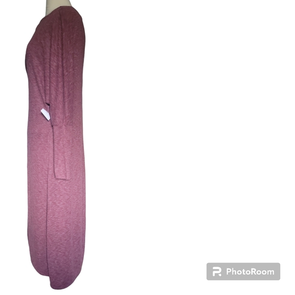 COZY LONG SLEEVE KNIT WRAP DRESS IN RED SYRAH HEATHER - M - Picture 3 of 8